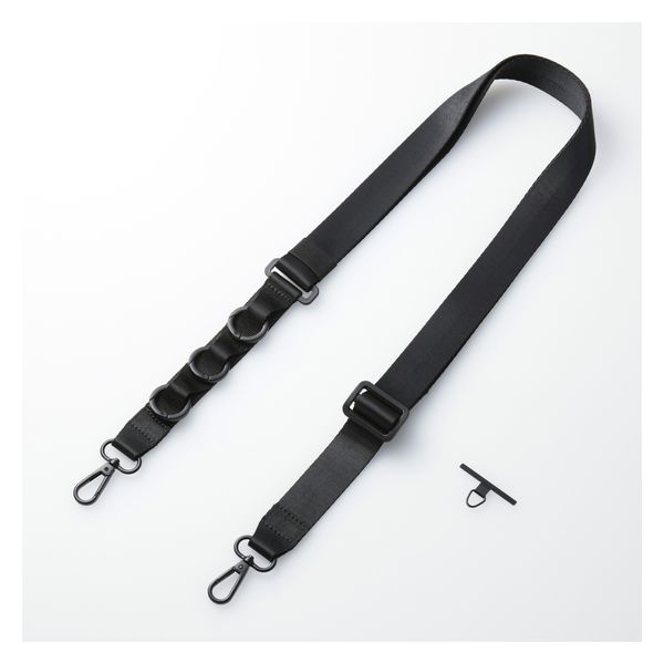 スマホショルダー ストラップ 97~150cm ループ付 カラビナ ディープブラック P-STSDH1FLPCBK エレコム 1個（直送品）