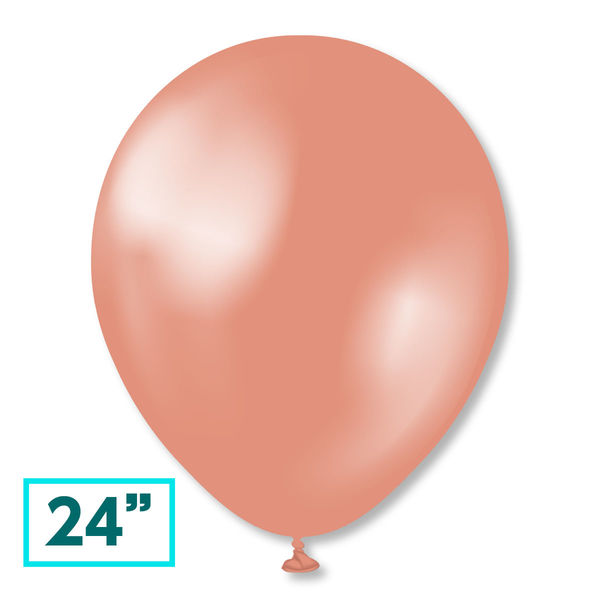 宝興産 24インチ丸形ゴム風船 メタリックカラー ローズゴールド