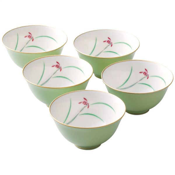 香蘭社 - 新品☆香蘭社『蘭』汲出揃 セット☆湯吞み 5客 緑茶 お茶 木箱入 オールド香蘭社】希少 湯呑み 5客 汲出し 蘭 オーキッド 茶托