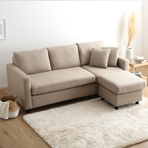 ベージュ コーナーソファ ファブリック