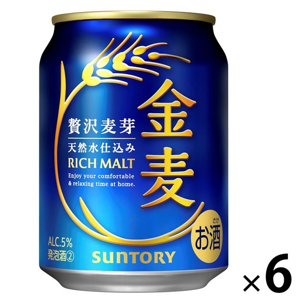 金麦48缶セット　賞味期限2024.10 ビール類 新ジャンル サントリー 金麦 缶 250ml 6本 - アスクル