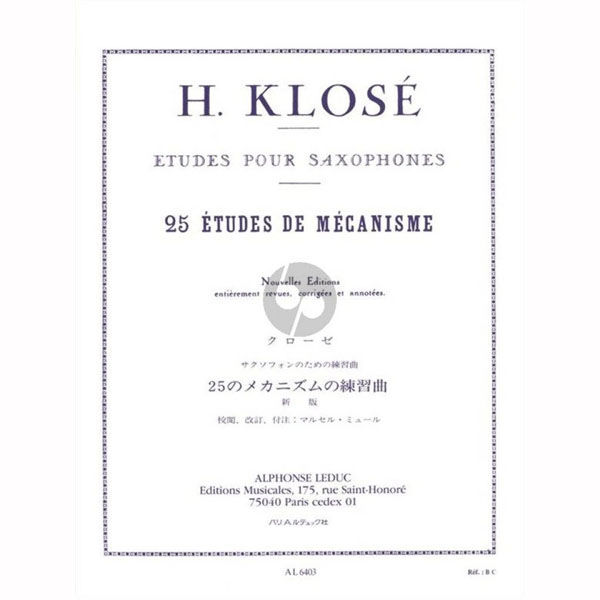 ALPHONSE LEDUC クローゼ:25のメカニズムの練習曲 (SAX ETUDE