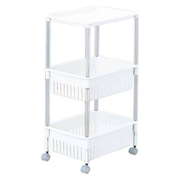 サンコープラスチック ルーチェワゴン3段 ホワイト 4973230404190 1個（直送品）