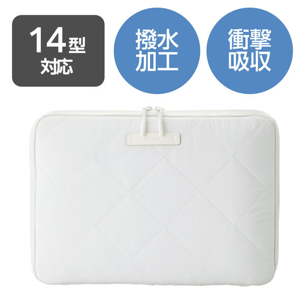パソコンケース 14インチ クロスステッチ キルティング 衝撃吸収 ソフトアイスクリーム BM-IBQTX14WH エレコム 1個（直送品）