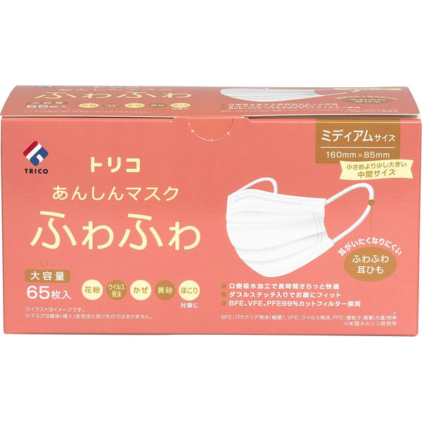 トリコ あんしんマスク ふわふわ ミディアム 880770 1箱(65枚入 トリコ あんしんマスク ふわふわ ミディアム 880770 1箱(65枚入