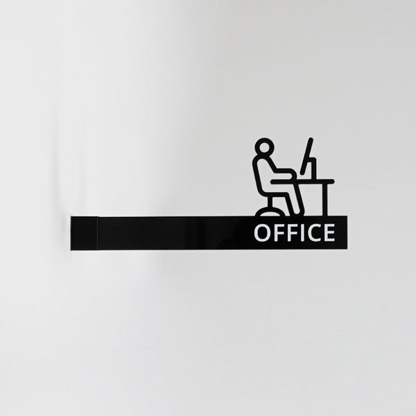 SignJapan ビス留め突き出しサイン OFFICE 文字あり