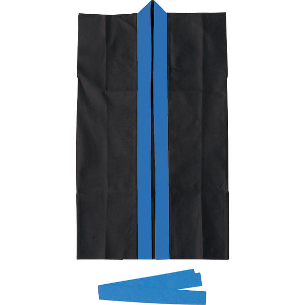 アーテック ロングハッピ不織布　Ｓ（ハチマキ付）黒（青襟） 2380 1セット（3枚）