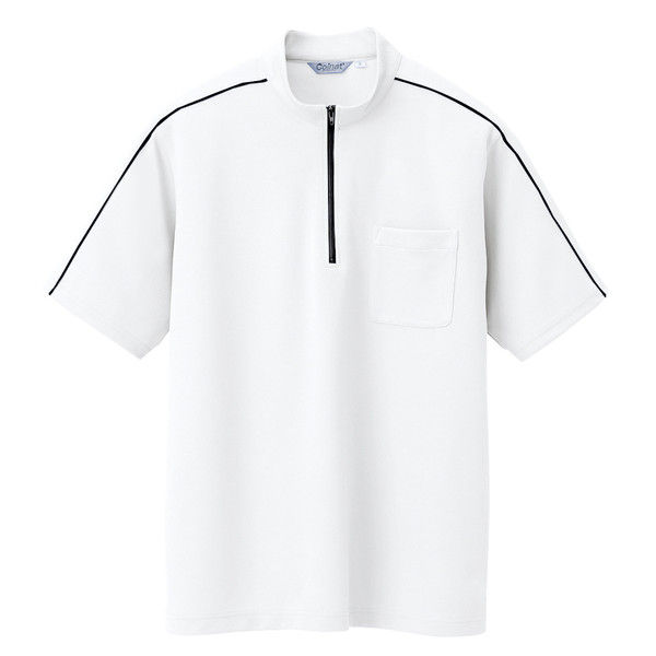 アイトス 半袖クイックドライジップシャツ（男女兼用） CL3000 ホワイト M 1枚（直送品）