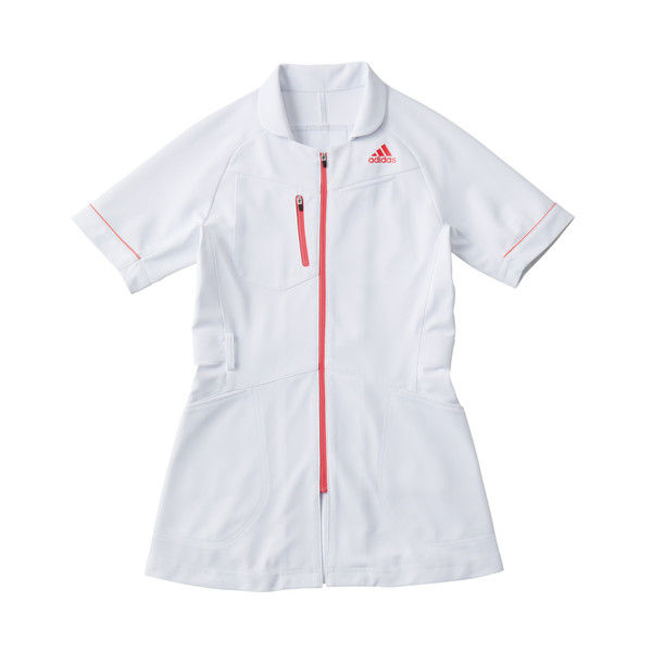 アディダス レディスジャケット SMS004 ホワイト×コーラル S KAZEN（カゼン） 医療白衣 1枚（直送品）