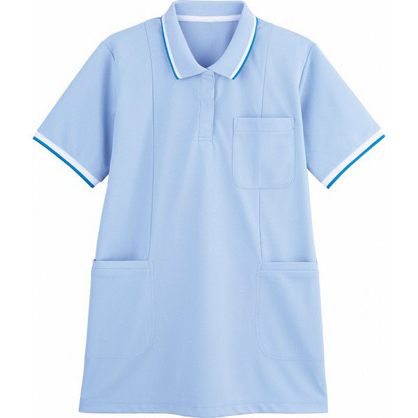自重堂 WHIseL（ホワイセル） 半袖ロングポロシャツ WH90338 サックス S 介護ユニフォーム 1枚（取寄品）