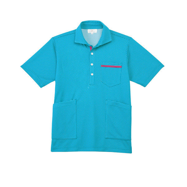 トンボ キラク キラク ニットシャツ CR175 ブルー 4L 介護ユニフォーム 1枚（取寄品）