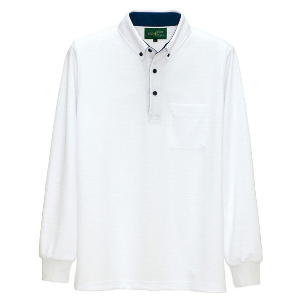 アイトス 制電長袖ポロシャツ（男女兼用） 50012 ホワイト M 介護ユニフォーム 1枚（直送品）