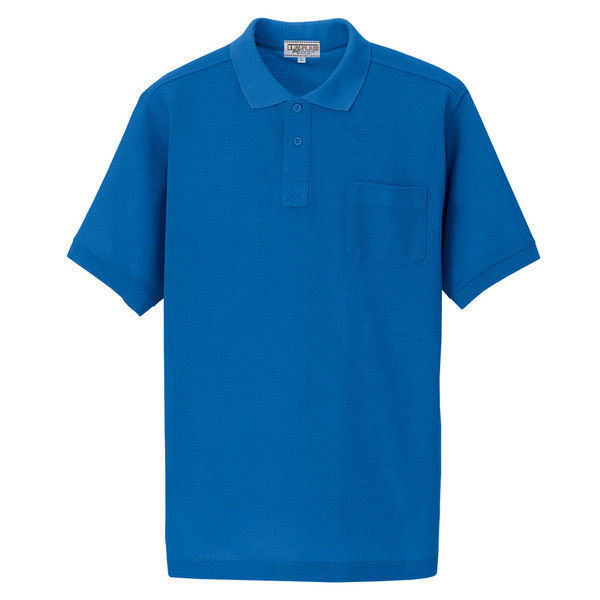 アイトス 半袖ポロシャツ（男女兼用） 7615 ブルー SS 介護ユニフォーム 1枚（直送品）