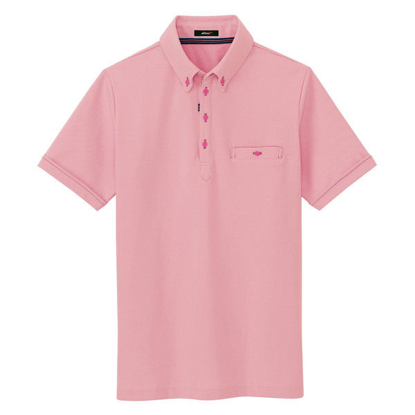 アイトス 部屋干しボタンダウン半袖ポロシャツ（男女兼用） 7667 ピンク 3L 介護ユニフォーム 1枚（直送品）