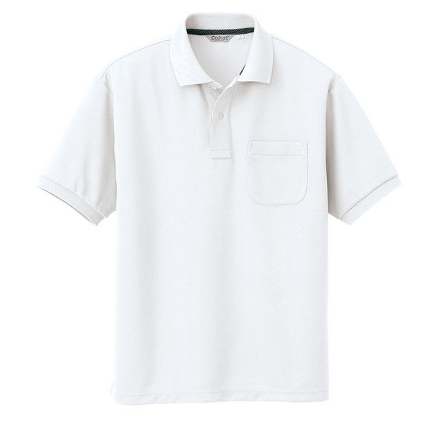 アイトス メンズ半袖ポロシャツ CL1000 ホワイト L 介護ユニフォーム 1枚（直送品）