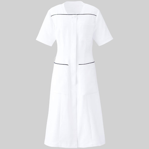 YUKISABURO WATANABE レディスワンピース半袖 YW114 ホワイト×ネイビー 7号 KAZEN（カゼン） 医療白衣 1枚（直送品）
