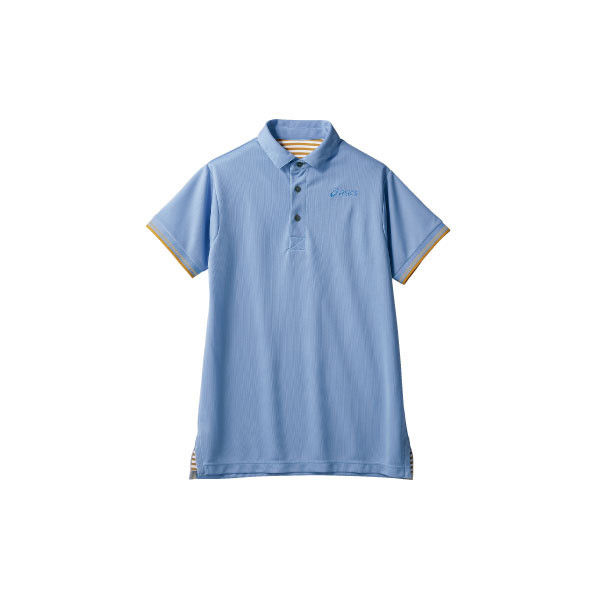 住商モンブラン アシックス ポロシャツ CHM306 男女兼用 ブルー×ベージュ M 介護ユニフォーム 1枚（直送品）