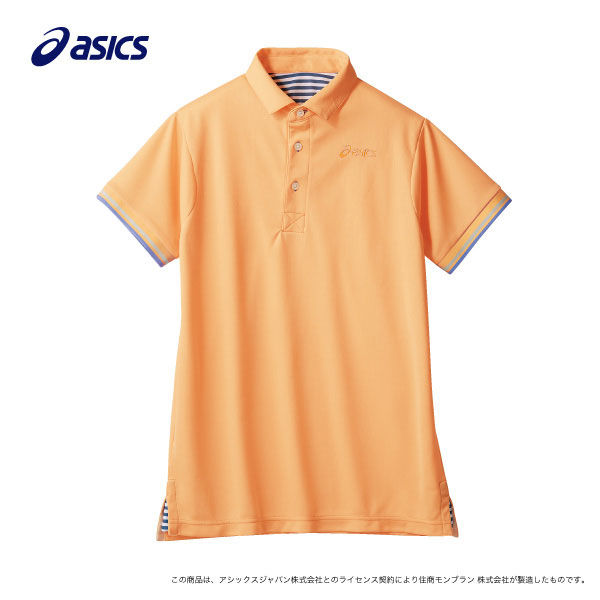 住商モンブラン アシックス ポロシャツ CHM306 男女兼用 オレンジ×ブルー 3L 介護ユニフォーム 1枚（直送品）
