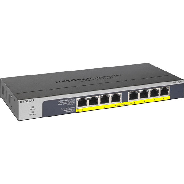 NETGEAR GS108PP ギガ8ポート PoE+(123W) GS108PP-100AJS 1個 NETGEAR GS108PP ギガ8ポート PoE+(123W) GS108PP-100AJS 1個