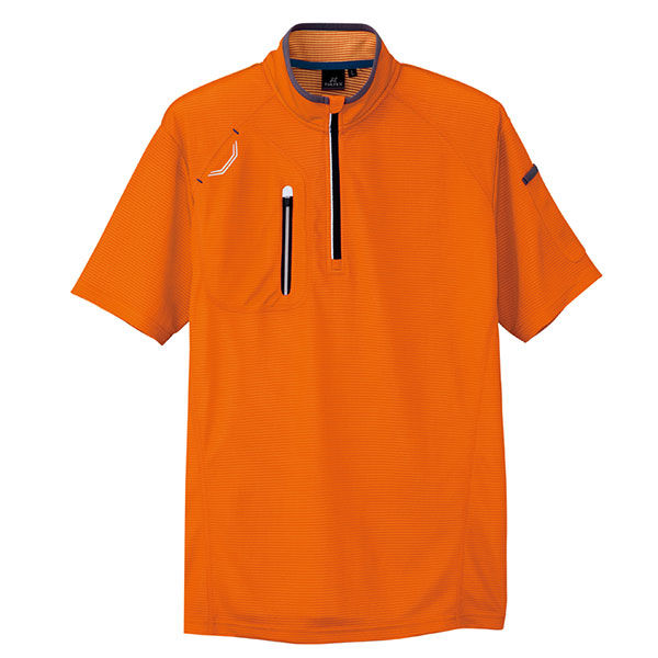 アイトス HERO’S UNIFORM 半袖ハーフZIPシャツ（男女兼用） オレンジ 3L AZ-10607-163-3L（直送品）