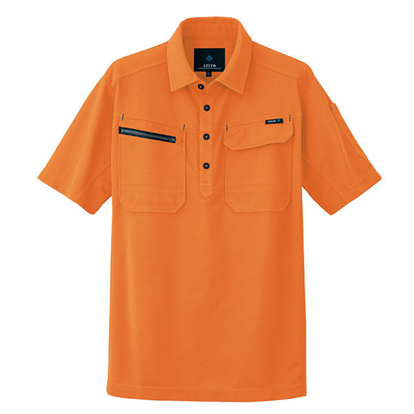 アイトス HERO’S UNIFORM 半袖ポロシャツ（男女兼用） オレンジ 4L AZ-10609-163-4L（直送品）
