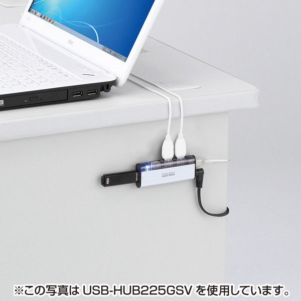 サンワサプライ USBハブ（USB HUB） USB2.0ハブ ブラック 4ポート セルフ・バスパワー USB-HUB225GBK 1個（直送品）