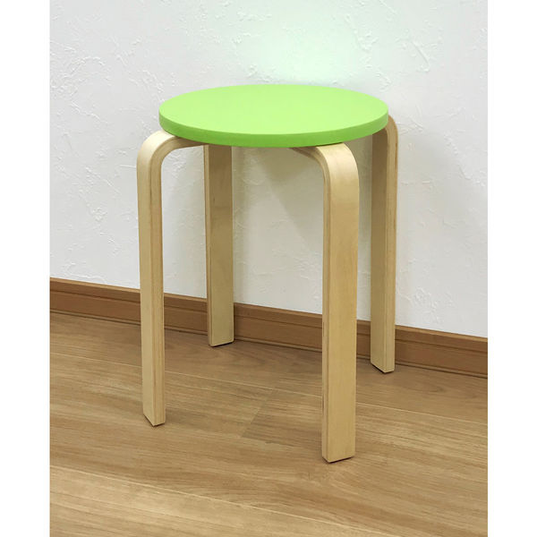 エイ・アイ・エス 木製丸椅子 組立式 グリーン LFMI-005GN 1脚（直送品）