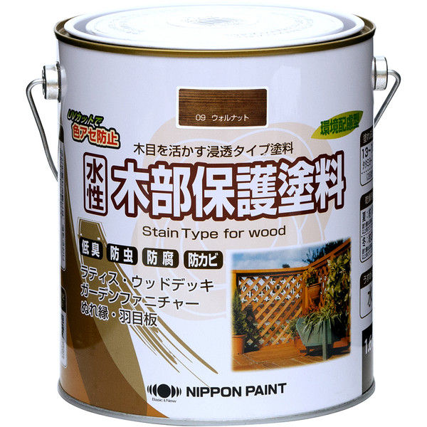 ニッペホームプロダクツ 水性木部保護塗料 1.6L ウォルナット 4976124544385（直送品）