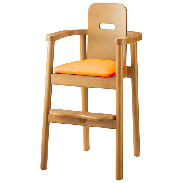 【軒先渡し】桜屋工業 RESTAREA 子供椅子6号 キッズチェア L8254 補助ベルト付 ナチュラル×オレンジ 1台（直送品）