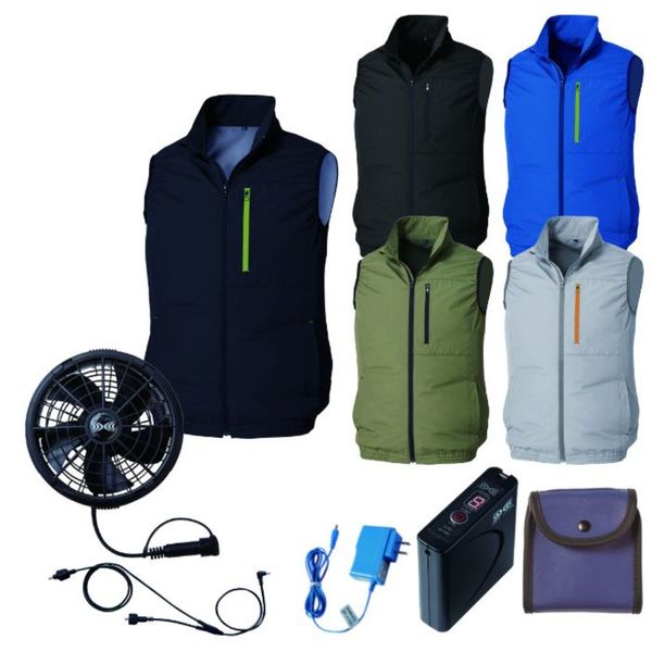 空調服(R) 遮熱ベスト+ スターターキット KU92140/DARKBLUE/6L+ 