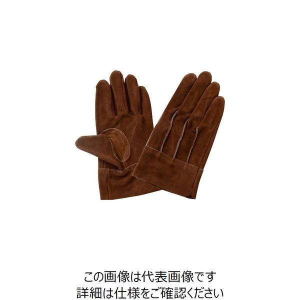 川西工業 川西 ブラウンレザー牛床革オイル内綿背縫Lサイズ 2267L 1セット(10双) 228-5008（直送品）