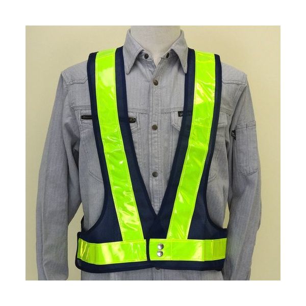 ミズケイ 蓄光安全ベスト「光蓄」<紺/黄> 5922005 1枚 226-6748（直送品）