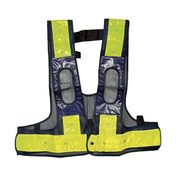 ミズケイ フルハーネス用LED安全ベスト 装着できるんです キングサイズ 紺/黄 赤LED 5941162 1枚 250-4632（直送品）