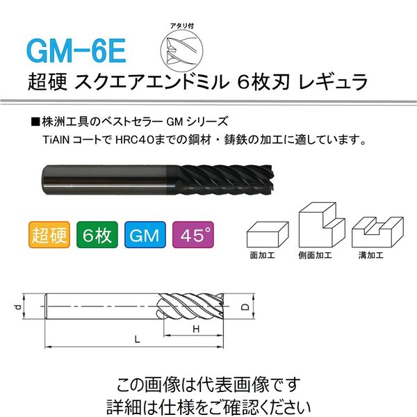 株洲ダイヤモンド切削工具 超硬 スクエアエンドミル 6枚刃 レギュラ GM-6E-D12.0 1セット（2本）（直送品）