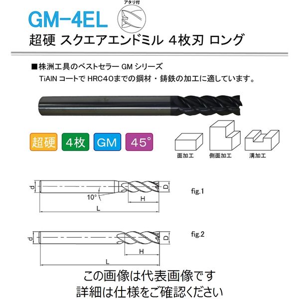 株洲工具 超硬 スクエアエンドミル 4枚刃 ロング GM-4EL-D10.0 1セット（2本）（直送品）