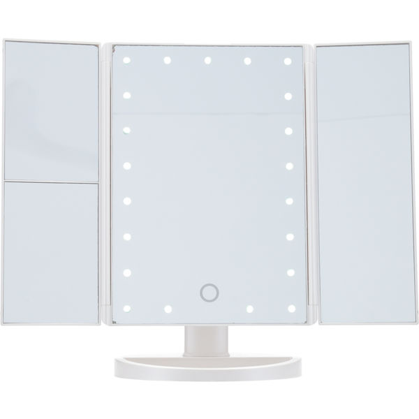 不二貿易 LED三面卓上ミラー 幅180×奥行119×高さ280mm パール