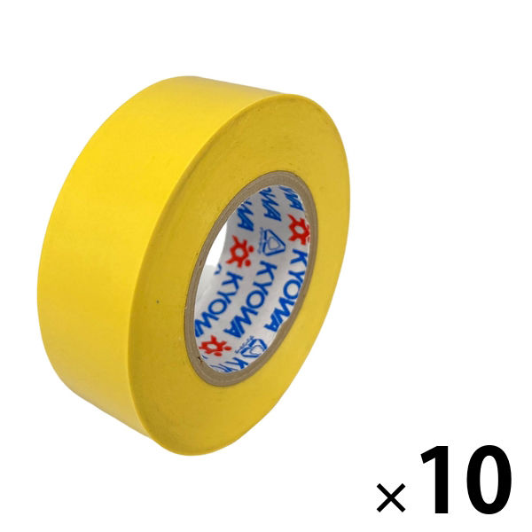 【ビニールテープ】 ミリオン 電気絶縁用ビニルテープ 黄 幅19mm×長さ10m 共和 1セット(10巻入)