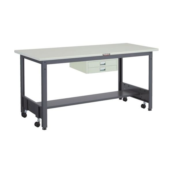 TRUSCO 中荷重作業台(500kg)CFW型 1800X900XH740 薄型2段引出付 ダークグレー色 CFWS-1890UDC2（直送品）