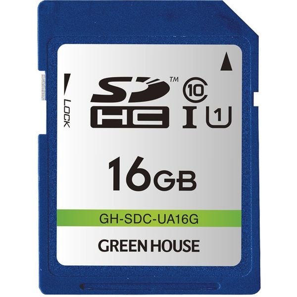 グリーンハウス ＳＤＨＣメモリーカード ＵＨＳーＩ クラス１０ １６ＧＢ GH-SDC-UA16G 1枚（直送品） - アスクル