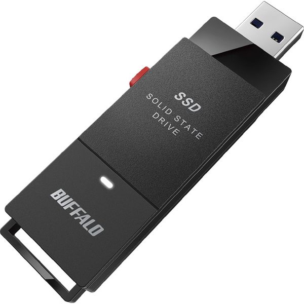 バッファロー 抗ウイルス・抗菌ポータブルＳＳＤ　ＵＳＢ３．２（Ｇｅｎ１）　ＴｙｐｅーＡ　スティック型　５００ＧＢ　ブラック（直送品）