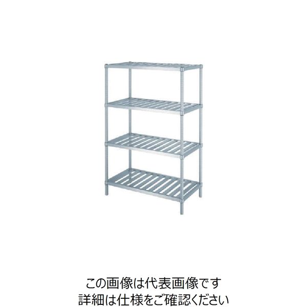 シンコー ステンレスラックスノコ棚4段 SUS304 間口738×奥行738×高さ1800 RSN4-7575 129-7254（直送品）