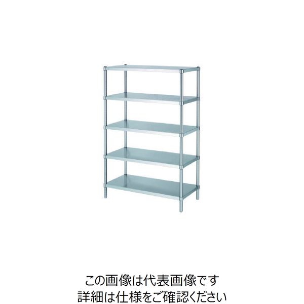 シンコー ステンレスラックベタ棚5段 SUS304 間口888×奥行588×高さ1800 RBN5-9060 1台 129-7351（直送品）