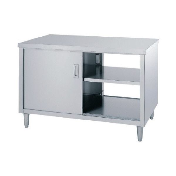 シンコー キャビネット作業台 アジャスト付 EW型 (両面ステンレス戸) 1200×750×800 EW-12075 1台 129-5738（直送品）