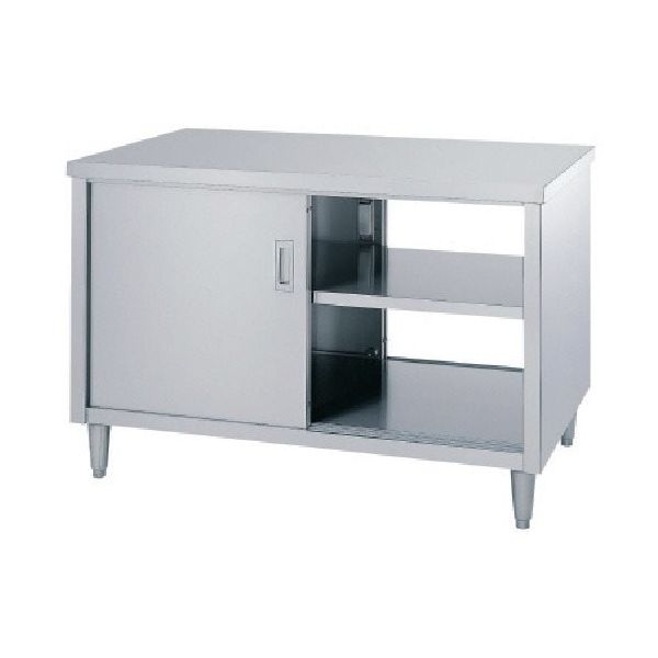 シンコー キャビネット作業台 アジャスト付 EW型 (両面ステンレス戸) 1500×750×800 EW-15075 1台 129-5740（直送品）