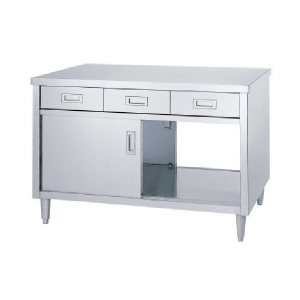 シンコー キャビネット作業台 アジャスト付 EDW型 (両面/引出・ステンレス戸) 1800×750×800 EDW-18075 1台（直送品）