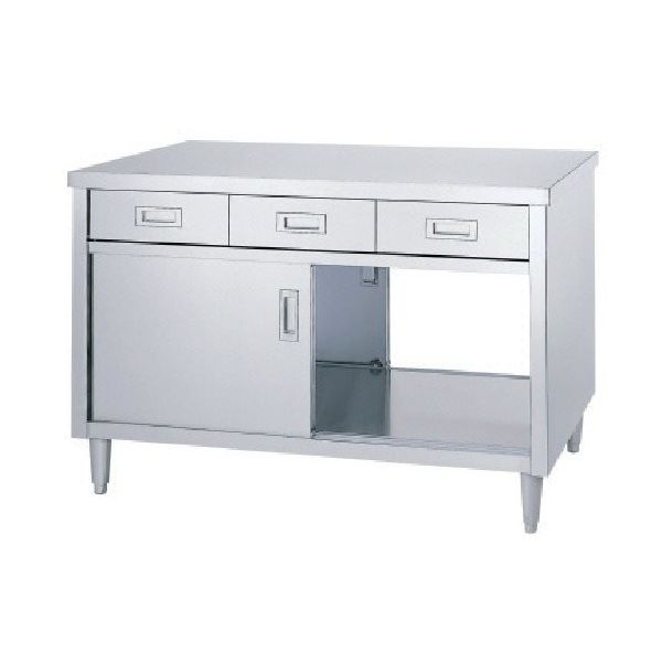シンコー キャビネット作業台 アジャスト付 EDW型 (両面/引出・ステンレス戸) 1800×900×800 EDW-18090 1台（直送品）