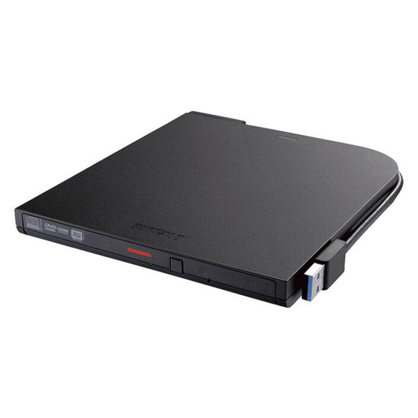 ポータブルDVDドライブ バッファロー USB3.2（Gen1）対応 書込ソフト添付 ブラック DVSM-PTCV8U3-BKB 1台