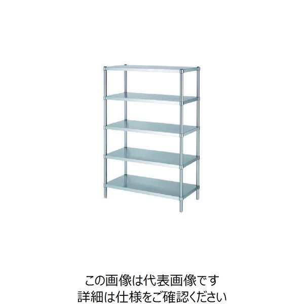 シンコー ステンレスラックベタ棚5段 SUS304 間口588×奥行438×高さ1800 RBN5-6045 1台 129-8889（直送品）