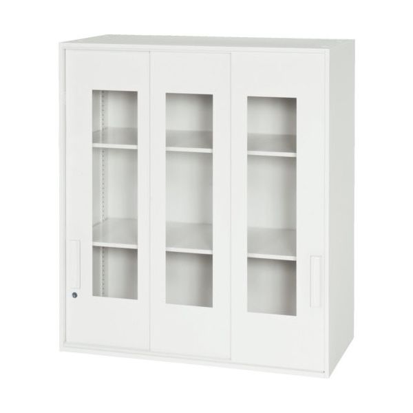 ダイシン工業 DAISHIN 壁面収納庫 窓付き3枚引戸型 上置き専用D450 ホワイト V945-10TG 1台 856-9801（直送品）