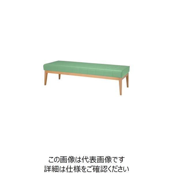 ミズノ 木脚ロビーチェア 2人用背無 グリーン MBC-1825WD58-GR 1台 127-5531（直送品）